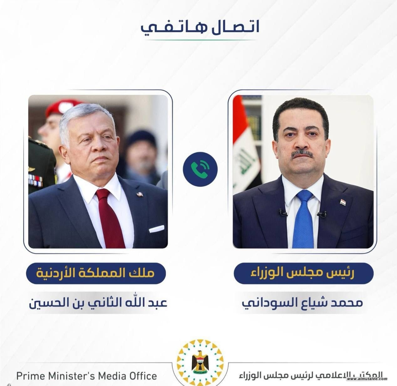 السودانى يجري اتصالاً عاجلاً مع العاهل الأردني لوقف تصاعد الصراع بالمنطقة